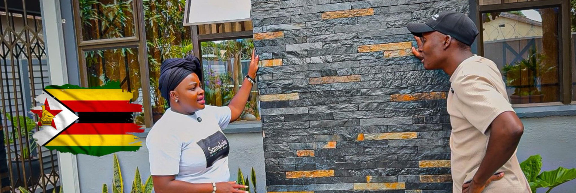 Wall cladding installation by skilled Zimbabwean craftsmen